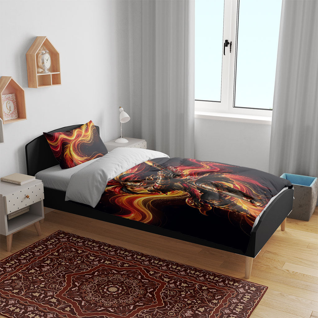 Trinbago Knight Riders Cricket Bedding Set Trinidad and Tobago Fiery Knight Warrior Bat Flame