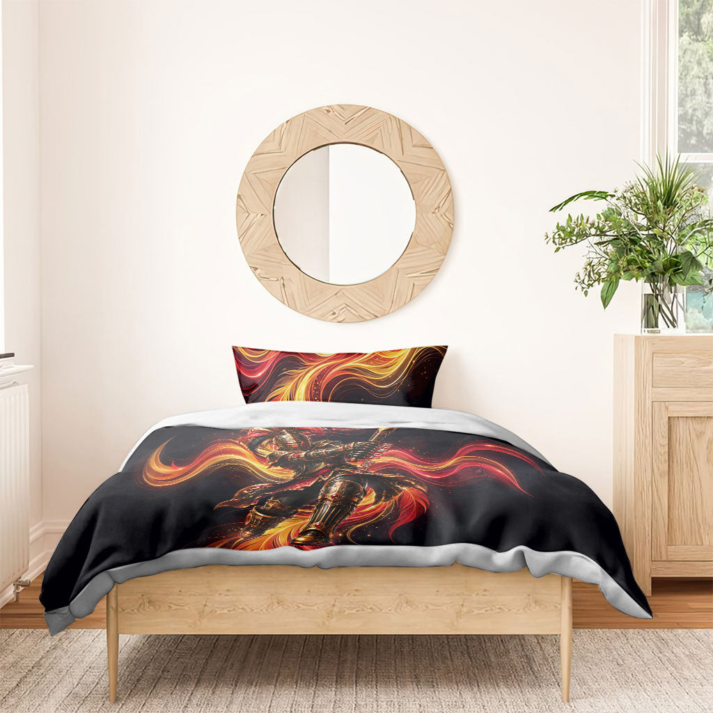 Trinbago Knight Riders Cricket Bedding Set Trinidad and Tobago Fiery Knight Warrior Bat Flame