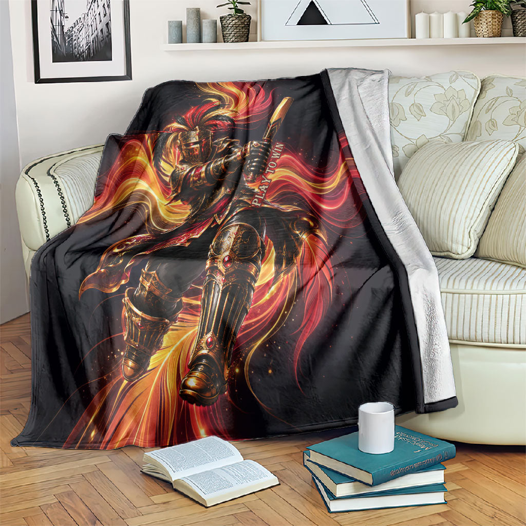 Trinbago Knight Riders Cricket Blanket Trinidad and Tobago Fiery Knight Warrior Bat Flame