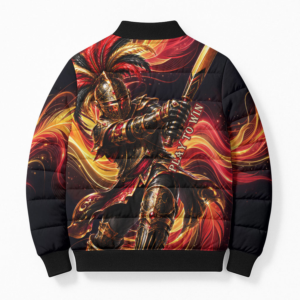 Trinbago Knight Riders Cricket Bomber Puffer Jacket Trinidad and Tobago Fiery Knight Warrior Bat Flame