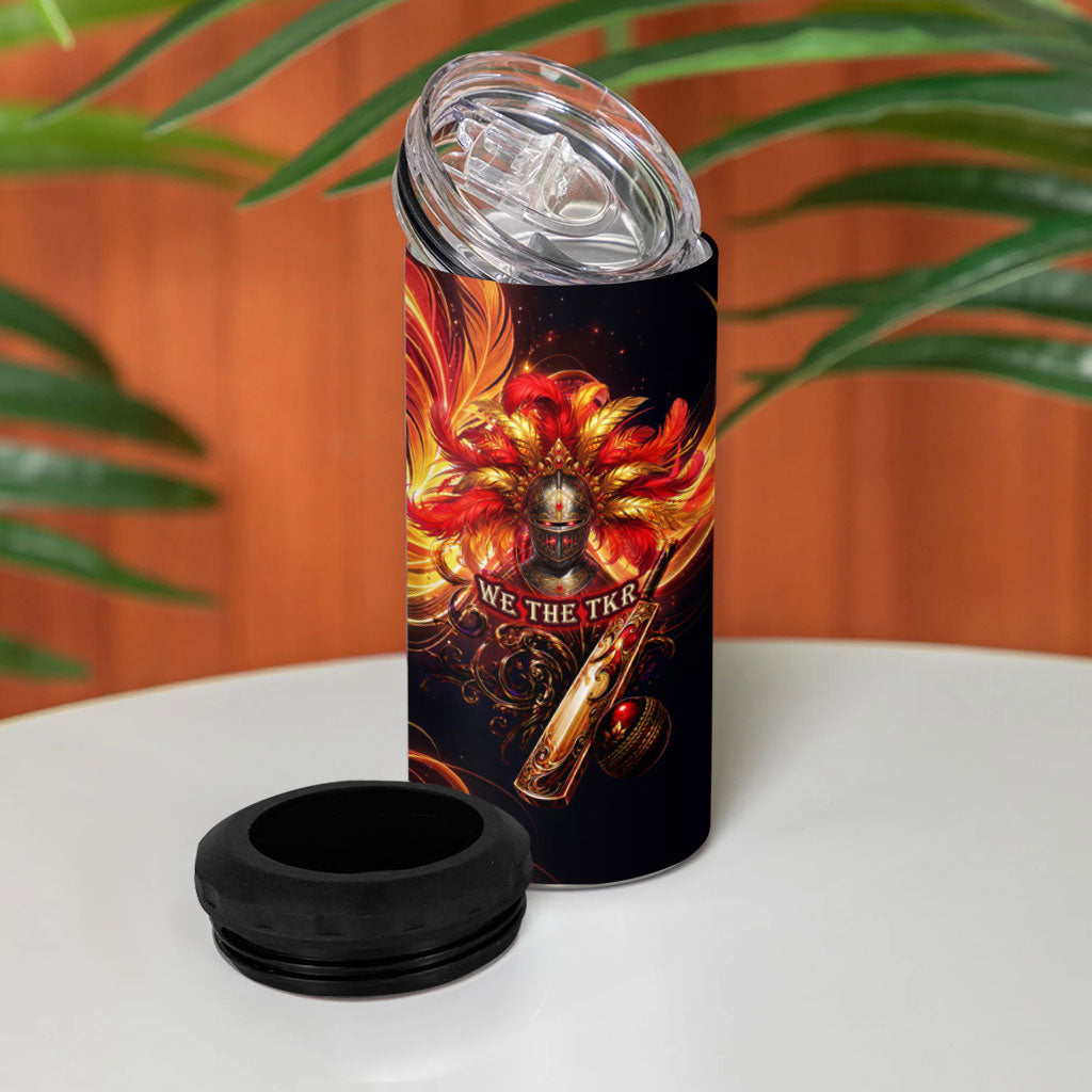 Trinbago Knight Riders Cricket 4 in 1 Can Cooler Tumbler Trinidad and Tobago Fiery Knight Warrior Bat Flame