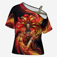 Trinbago Knight Riders Cricket Cross Shoulder Shirt Trinidad and Tobago Fiery Knight Warrior Bat Flame