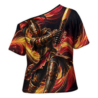 Trinbago Knight Riders Cricket Cross Shoulder Shirt Trinidad and Tobago Fiery Knight Warrior Bat Flame