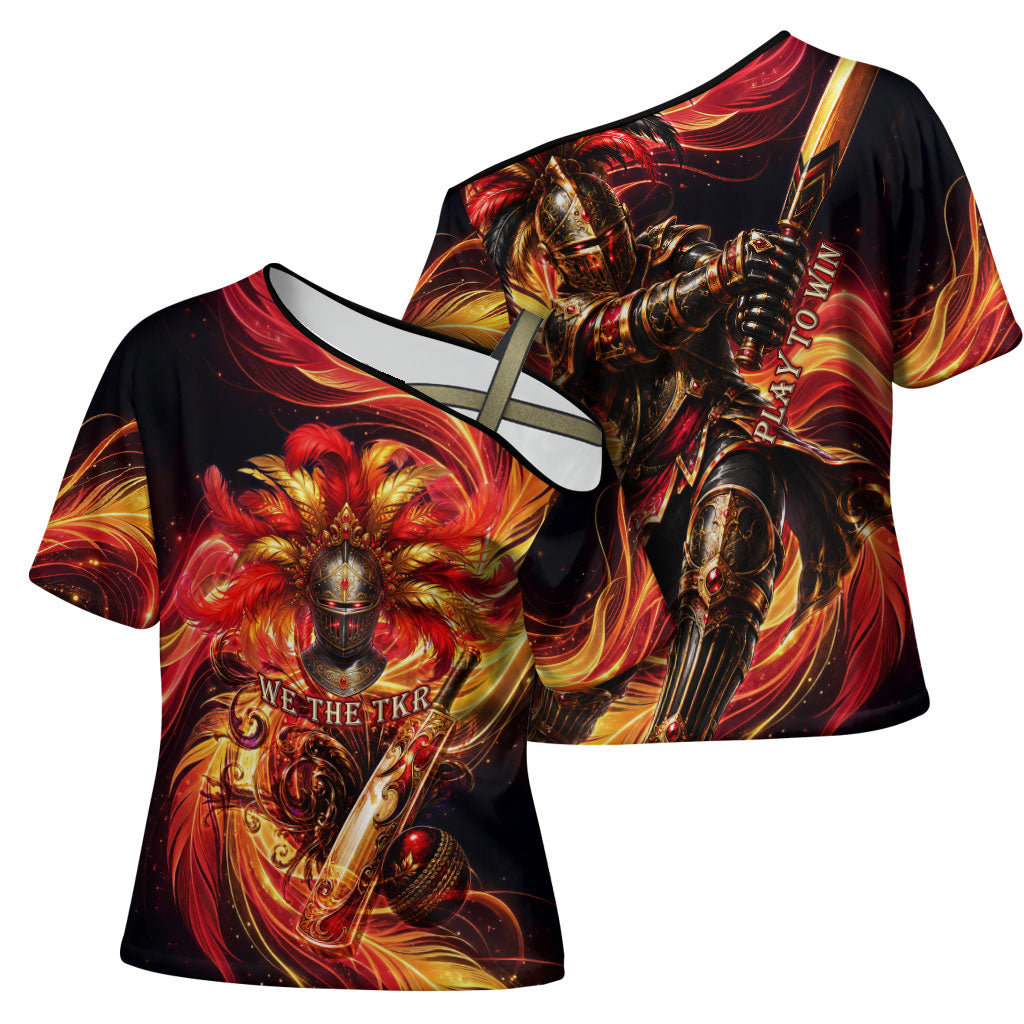 Trinbago Knight Riders Cricket Cross Shoulder Shirt Trinidad and Tobago Fiery Knight Warrior Bat Flame