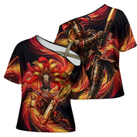 Trinbago Knight Riders Cricket Cross Shoulder Shirt Trinidad and Tobago Fiery Knight Warrior Bat Flame