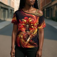 Trinbago Knight Riders Cricket Cross Shoulder Shirt Trinidad and Tobago Fiery Knight Warrior Bat Flame