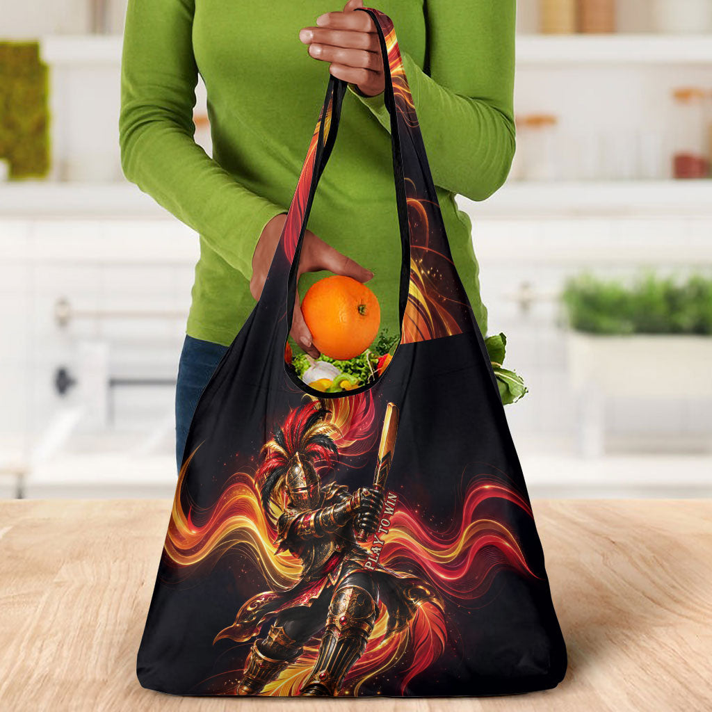 Trinbago Knight Riders Cricket Grocery Bag Trinidad and Tobago Fiery Knight Warrior Bat Flame