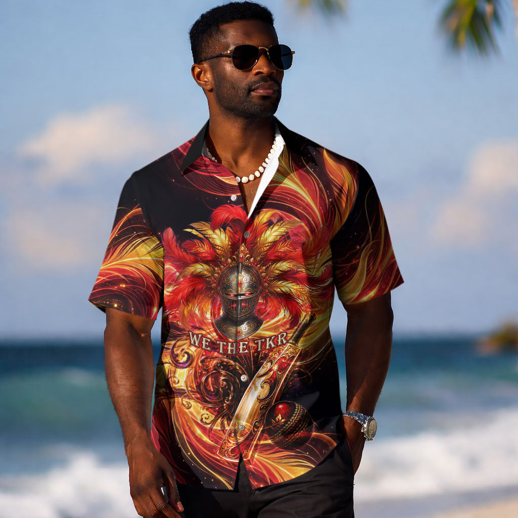 Trinbago Knight Riders Cricket Hawaiian Shirt Trinidad and Tobago Fiery Knight Warrior Bat Flame