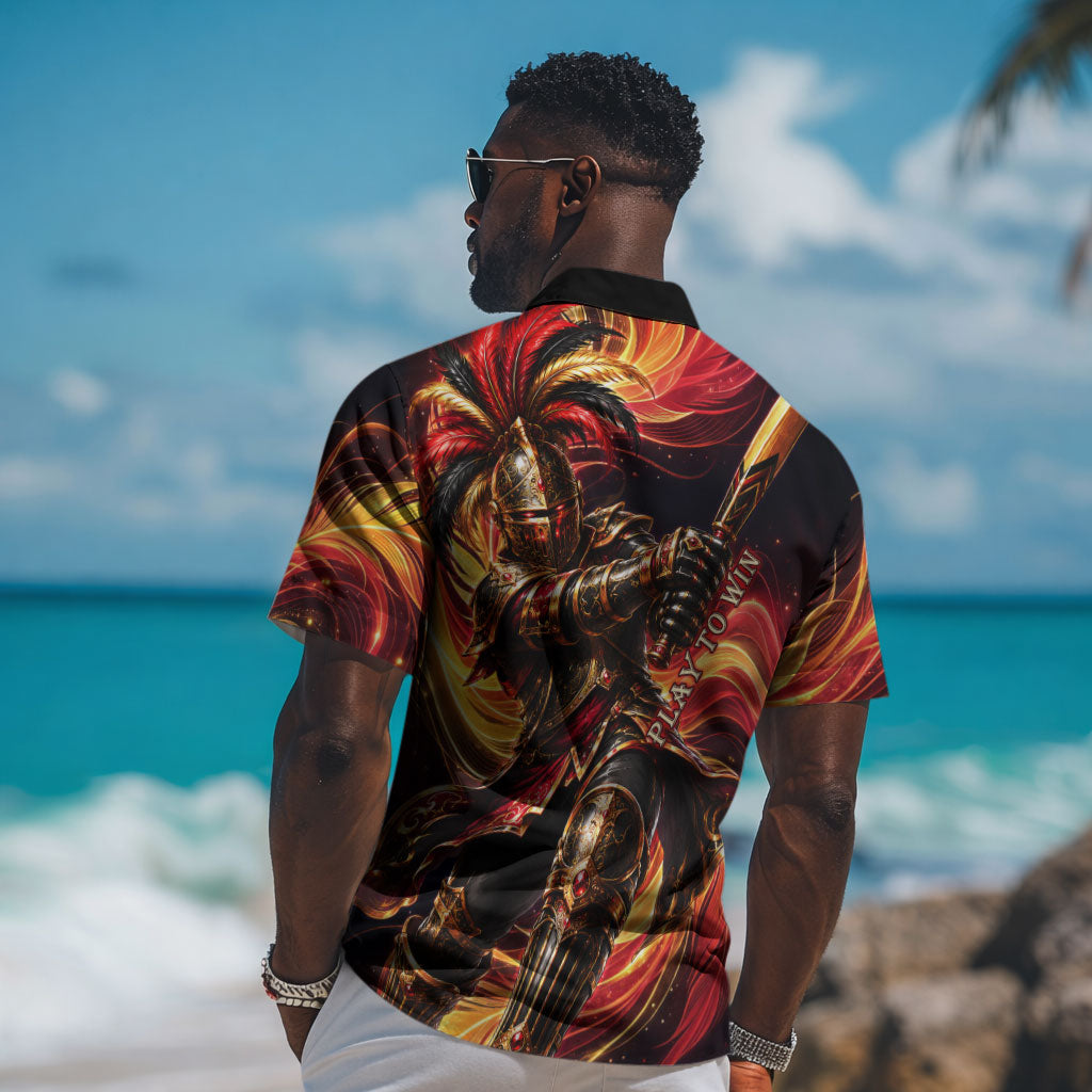 Trinbago Knight Riders Cricket Hawaiian Shirt Trinidad and Tobago Fiery Knight Warrior Bat Flame