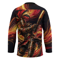 Trinbago Knight Riders Cricket Hockey Jersey Trinidad and Tobago Fiery Knight Warrior Bat Flame