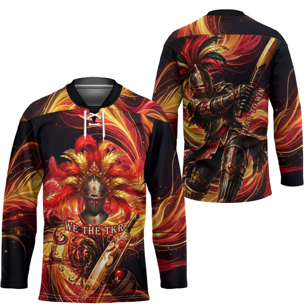 Trinbago Knight Riders Cricket Hockey Jersey Trinidad and Tobago Fiery Knight Warrior Bat Flame