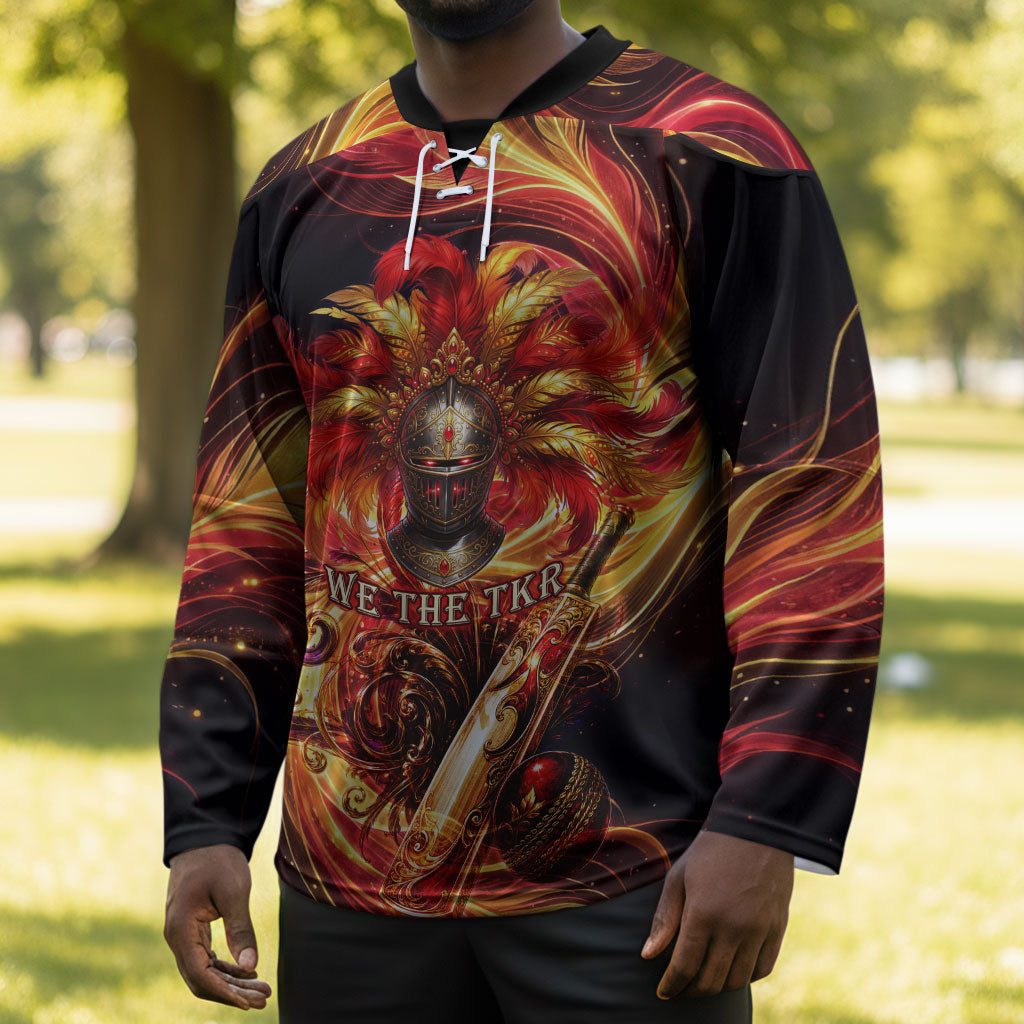 Trinbago Knight Riders Cricket Hockey Jersey Trinidad and Tobago Fiery Knight Warrior Bat Flame