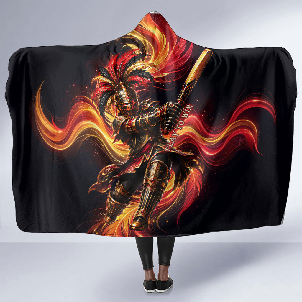 Trinbago Knight Riders Cricket Hooded Blanket Trinidad and Tobago Fiery Knight Warrior Bat Flame