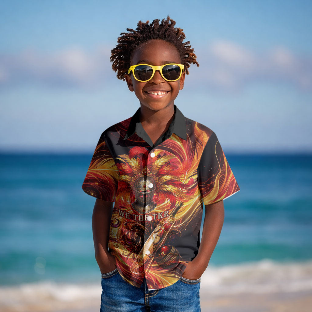 Trinbago Knight Riders Cricket Kid Hawaiian Shirt Trinidad and Tobago Fiery Knight Warrior Bat Flame