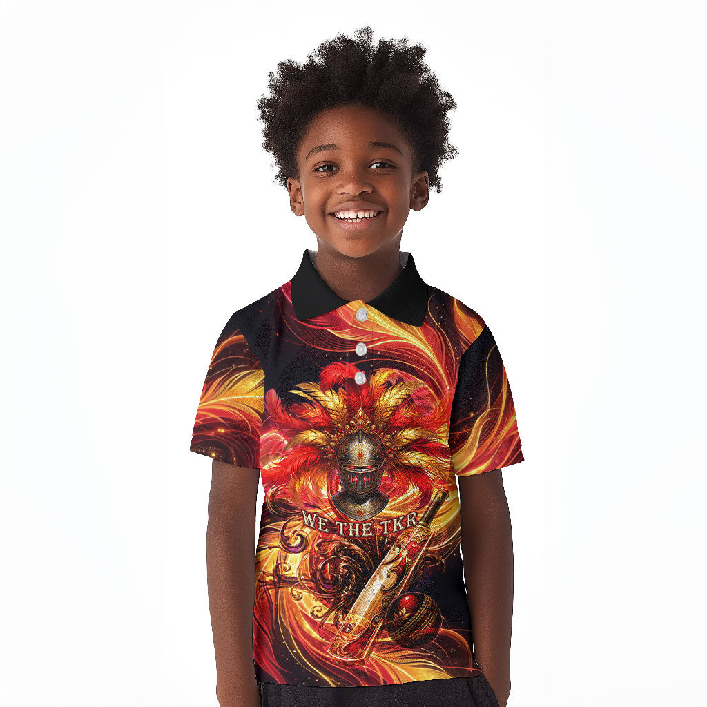 Trinbago Knight Riders Cricket Kid Polo Shirt Trinidad and Tobago Fiery Knight Warrior Bat Flame