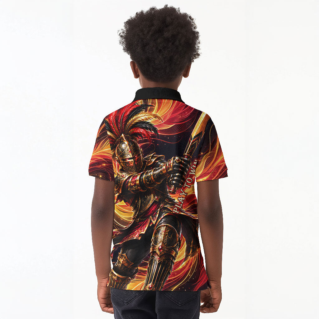 Trinbago Knight Riders Cricket Kid Polo Shirt Trinidad and Tobago Fiery Knight Warrior Bat Flame