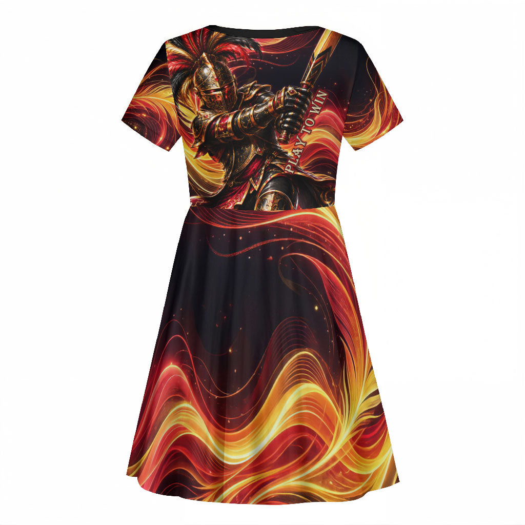 Trinbago Knight Riders Cricket Kid Short Sleeve Dress Trinidad and Tobago Fiery Knight Warrior Bat Flame