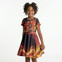 Trinbago Knight Riders Cricket Kid Short Sleeve Dress Trinidad and Tobago Fiery Knight Warrior Bat Flame