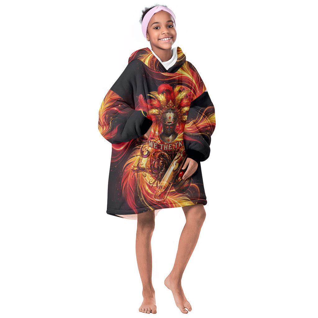 Trinbago Knight Riders Cricket Kid Wearable Blanket Hoodie Trinidad and Tobago Fiery Knight Warrior Bat Flame