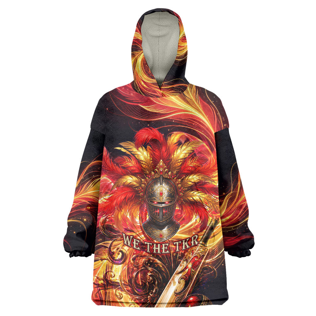 Trinbago Knight Riders Cricket Kid Wearable Blanket Hoodie Trinidad and Tobago Fiery Knight Warrior Bat Flame