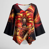 Trinbago Knight Riders Cricket Kimono Sleeve Blouse Trinidad and Tobago Fiery Knight Warrior Bat Flame