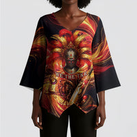Trinbago Knight Riders Cricket Kimono Sleeve Blouse Trinidad and Tobago Fiery Knight Warrior Bat Flame