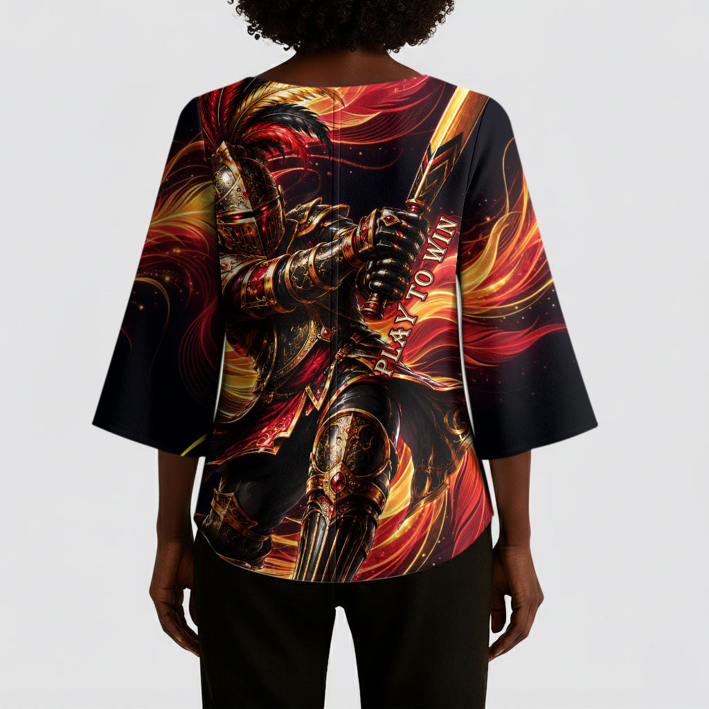 Trinbago Knight Riders Cricket Kimono Sleeve Blouse Trinidad and Tobago Fiery Knight Warrior Bat Flame