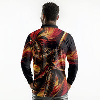 Trinbago Knight Riders Cricket Long Sleeve Polo Shirt Trinidad and Tobago Fiery Knight Warrior Bat Flame