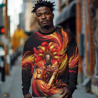 Trinbago Knight Riders Cricket Long Sleeve Shirt Trinidad and Tobago Fiery Knight Warrior Bat Flame