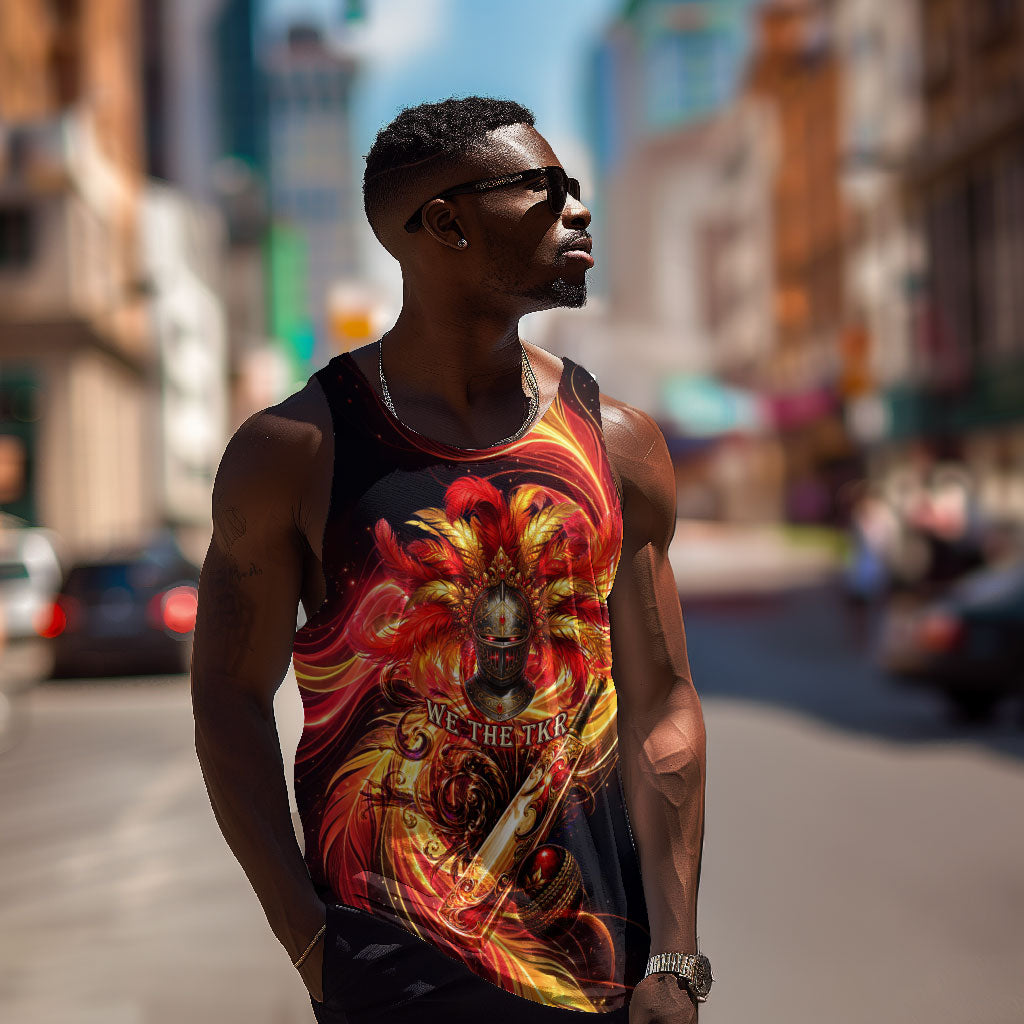Trinbago Knight Riders Cricket Men Tank Top Trinidad and Tobago Fiery Knight Warrior Bat Flame