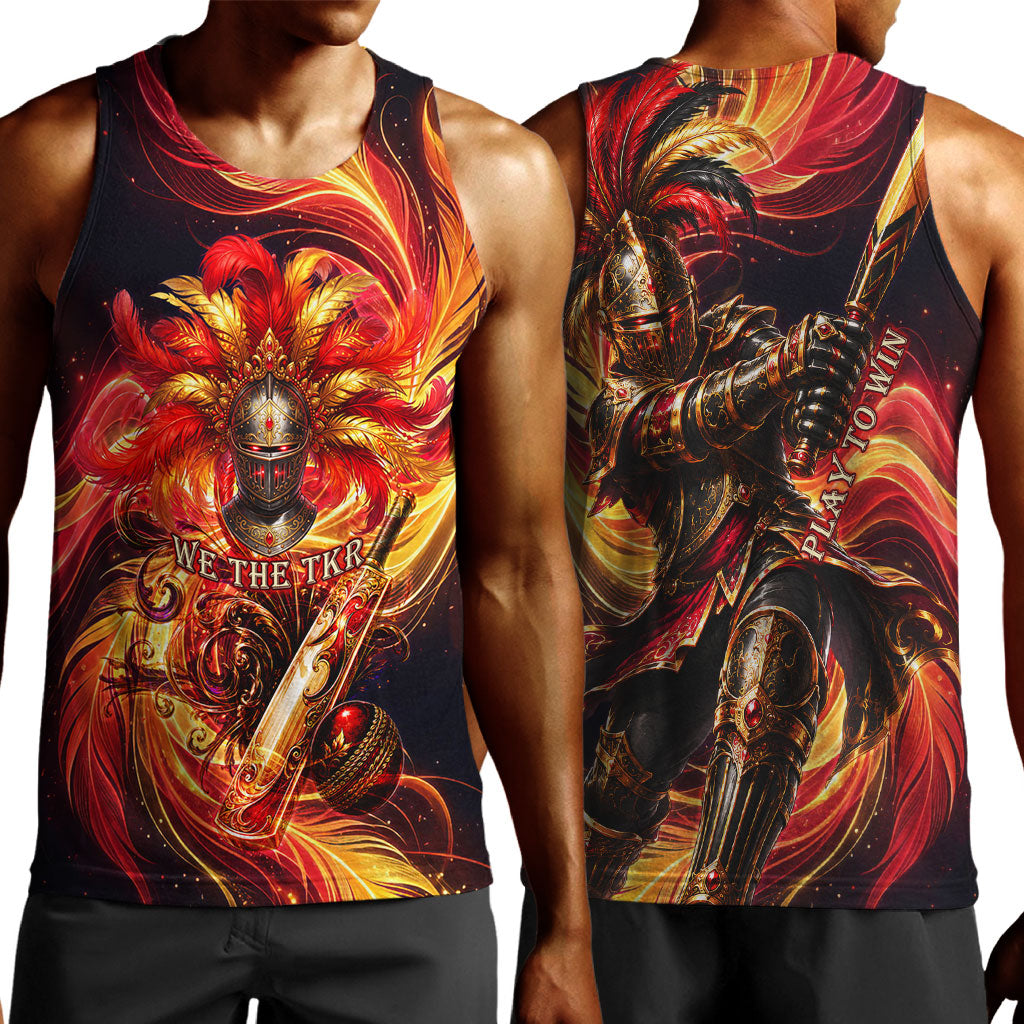 Trinbago Knight Riders Cricket Men Tank Top Trinidad and Tobago Fiery Knight Warrior Bat Flame