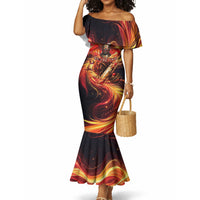 Trinbago Knight Riders Cricket Mermaid Dress Trinidad and Tobago Fiery Knight Warrior Bat Flame