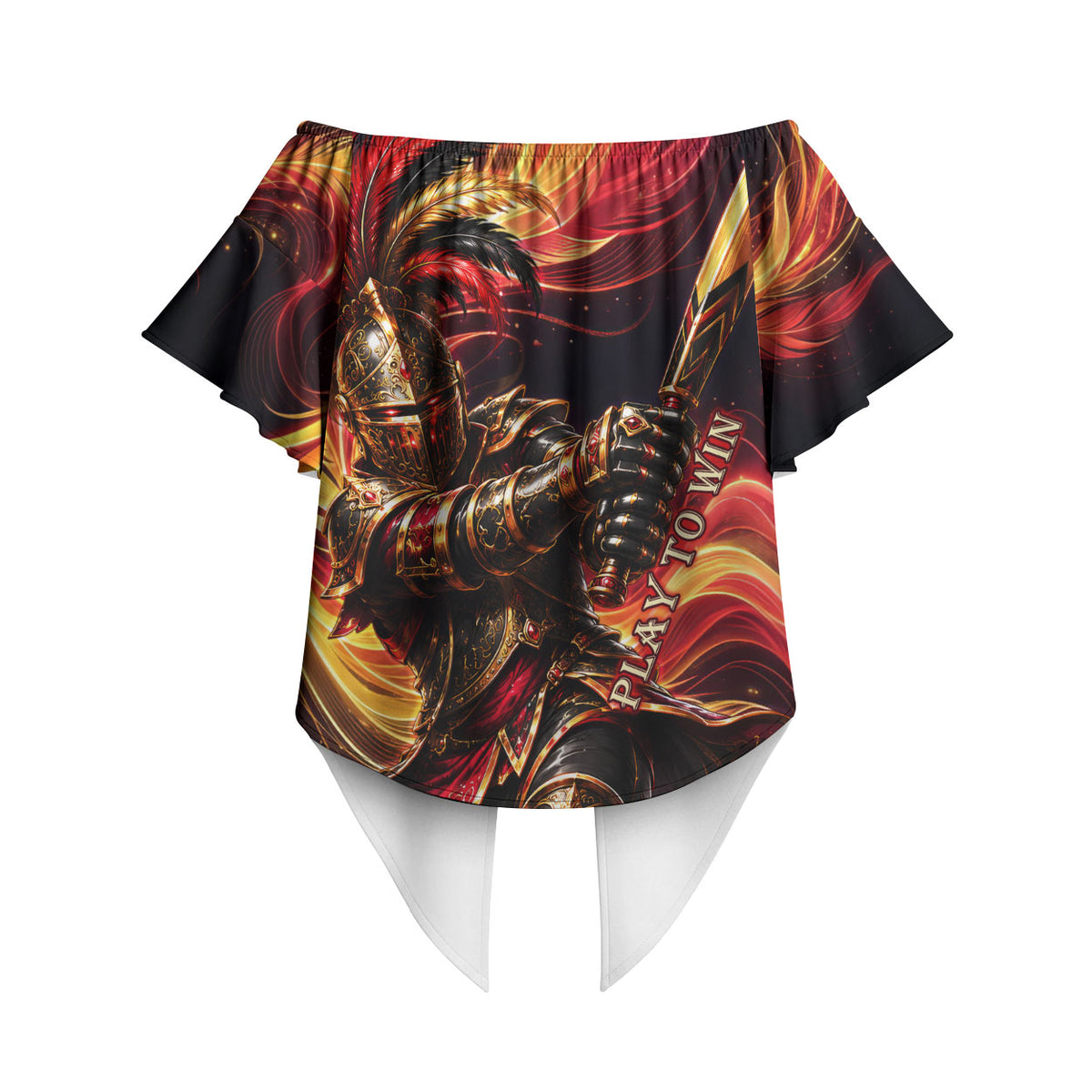 Trinbago Knight Riders Cricket Off Shoulder Wrap Waist Top Trinidad and Tobago Fiery Knight Warrior Bat Flame