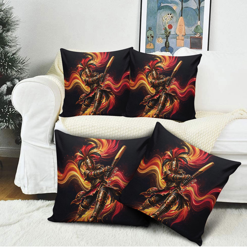 Trinbago Knight Riders Cricket Pillow Cover Trinidad and Tobago Fiery Knight Warrior Bat Flame