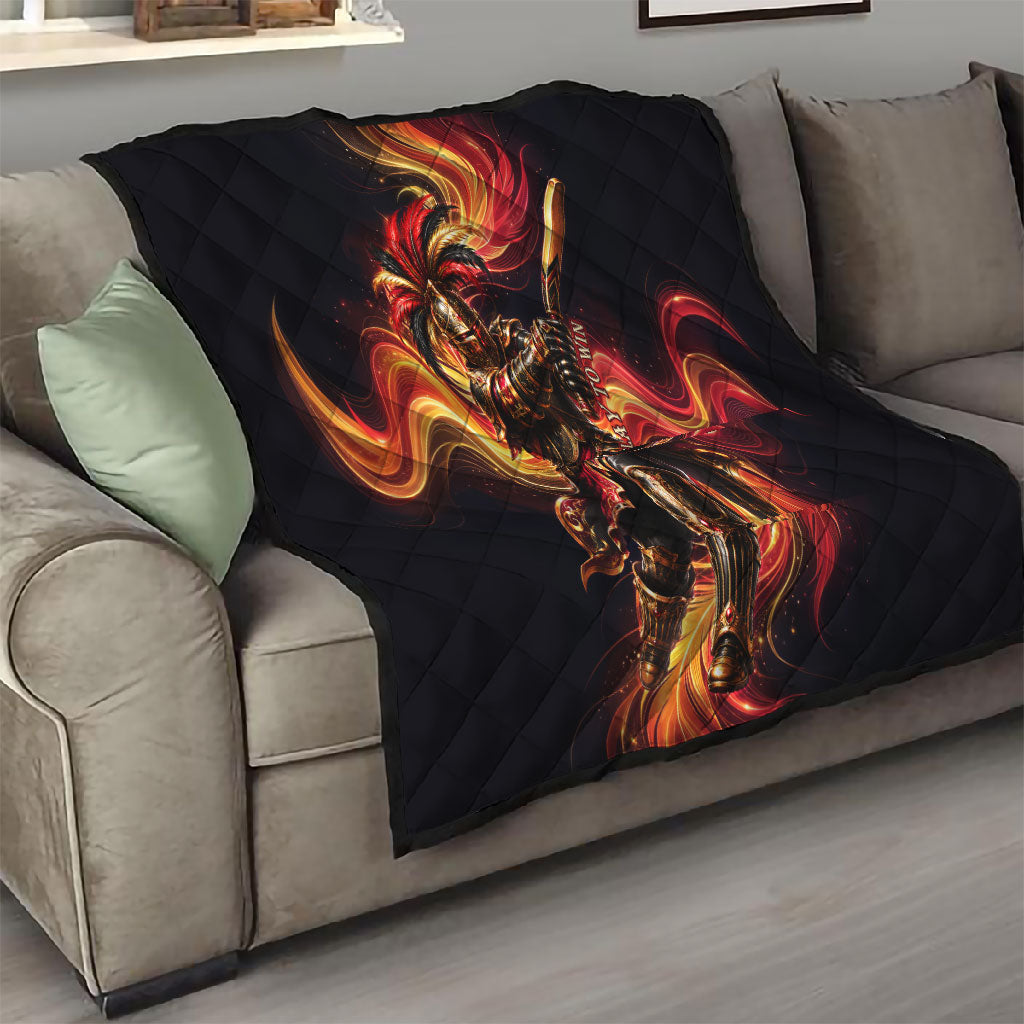 Trinbago Knight Riders Cricket Quilt Trinidad and Tobago Fiery Knight Warrior Bat Flame