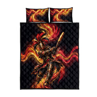 Trinbago Knight Riders Cricket Quilt Bed Set Trinidad and Tobago Fiery Knight Warrior Bat Flame