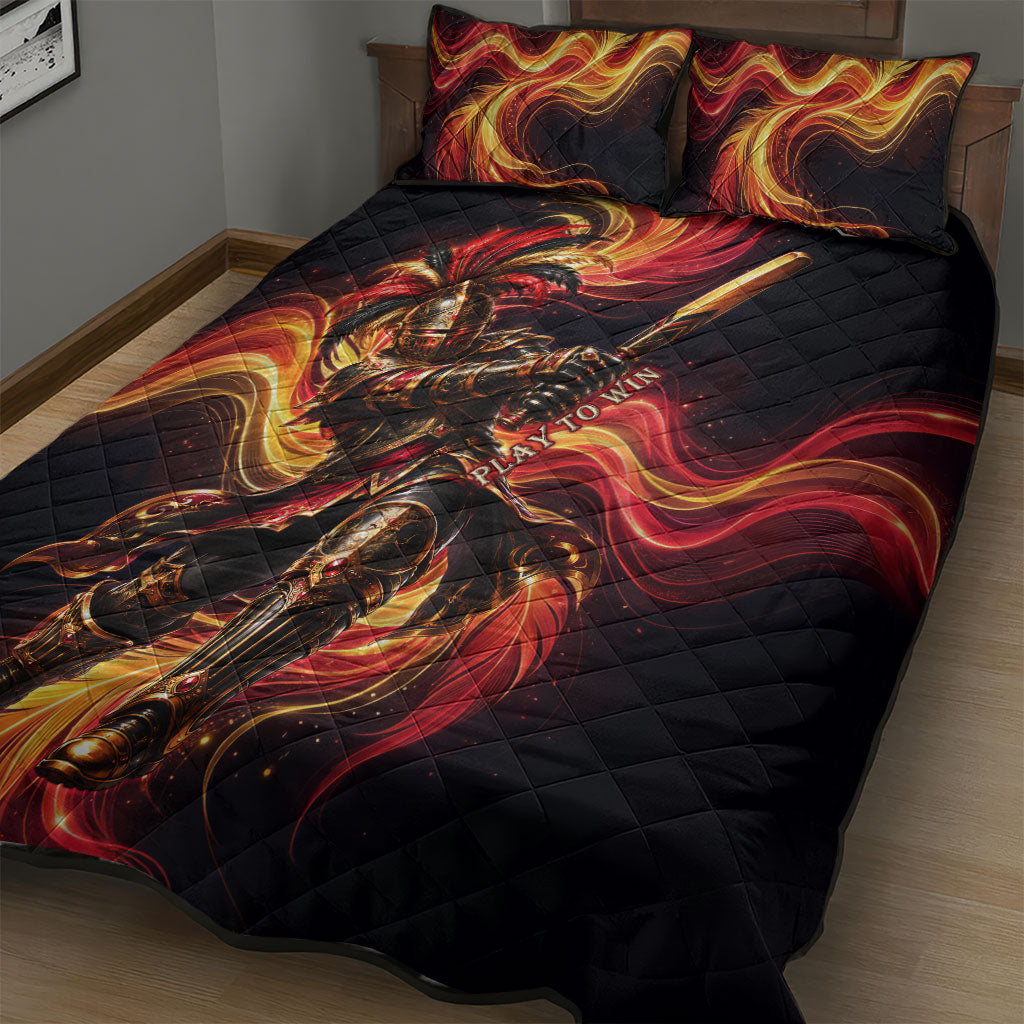 Trinbago Knight Riders Cricket Quilt Bed Set Trinidad and Tobago Fiery Knight Warrior Bat Flame