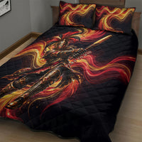 Trinbago Knight Riders Cricket Quilt Bed Set Trinidad and Tobago Fiery Knight Warrior Bat Flame