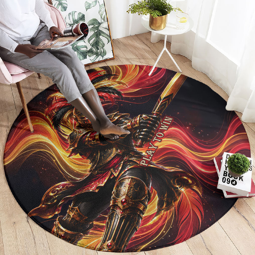 Trinbago Knight Riders Cricket Round Carpet Trinidad and Tobago Fiery Knight Warrior Bat Flame