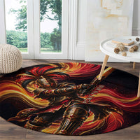 Trinbago Knight Riders Cricket Round Carpet Trinidad and Tobago Fiery Knight Warrior Bat Flame