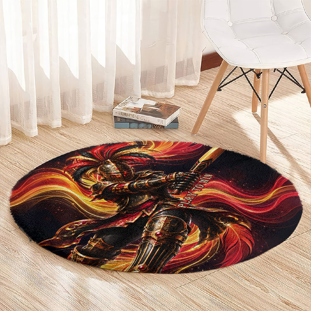 Trinbago Knight Riders Cricket Round Carpet Trinidad and Tobago Fiery Knight Warrior Bat Flame