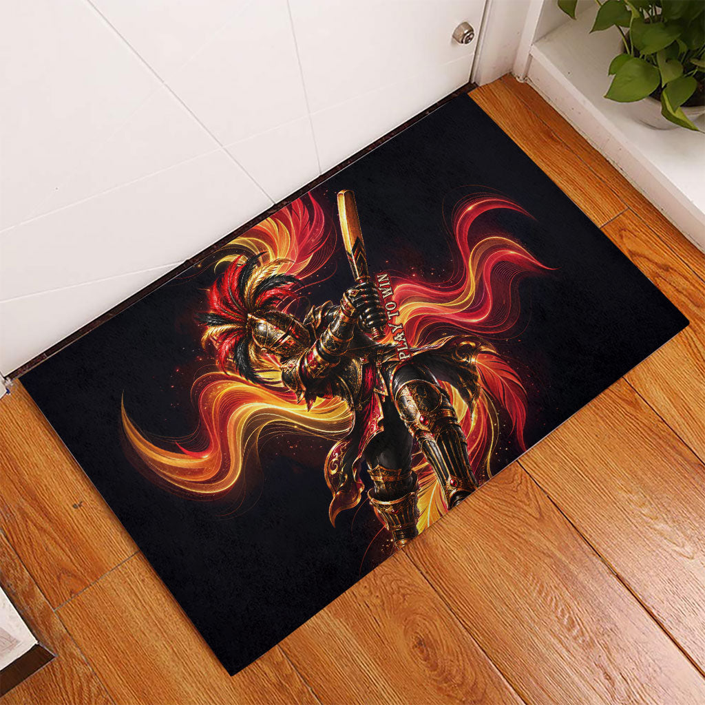 Trinbago Knight Riders Cricket Rubber Doormat Trinidad and Tobago Fiery Knight Warrior Bat Flame