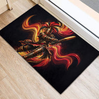 Trinbago Knight Riders Cricket Rubber Doormat Trinidad and Tobago Fiery Knight Warrior Bat Flame