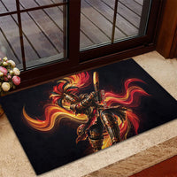 Trinbago Knight Riders Cricket Rubber Doormat Trinidad and Tobago Fiery Knight Warrior Bat Flame