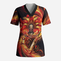Trinbago Knight Riders Cricket Scrub Top Trinidad and Tobago Fiery Knight Warrior Bat Flame