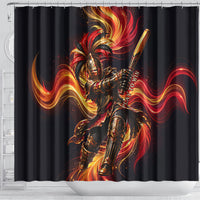 Trinbago Knight Riders Cricket Shower Curtain Trinidad and Tobago Fiery Knight Warrior Bat Flame