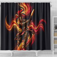 Trinbago Knight Riders Cricket Shower Curtain Trinidad and Tobago Fiery Knight Warrior Bat Flame