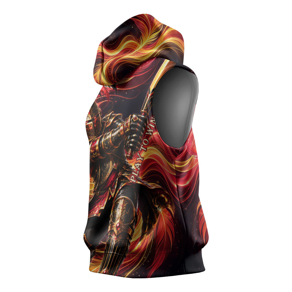Trinbago Knight Riders Cricket Sleeveless Hoodie Trinidad and Tobago Fiery Knight Warrior Bat Flame