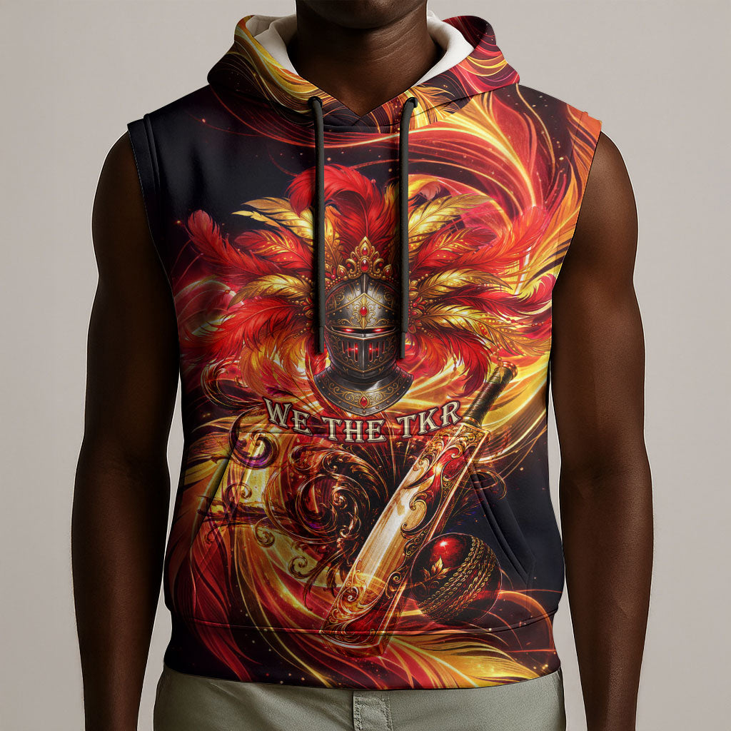 Trinbago Knight Riders Cricket Sleeveless Hoodie Trinidad and Tobago Fiery Knight Warrior Bat Flame