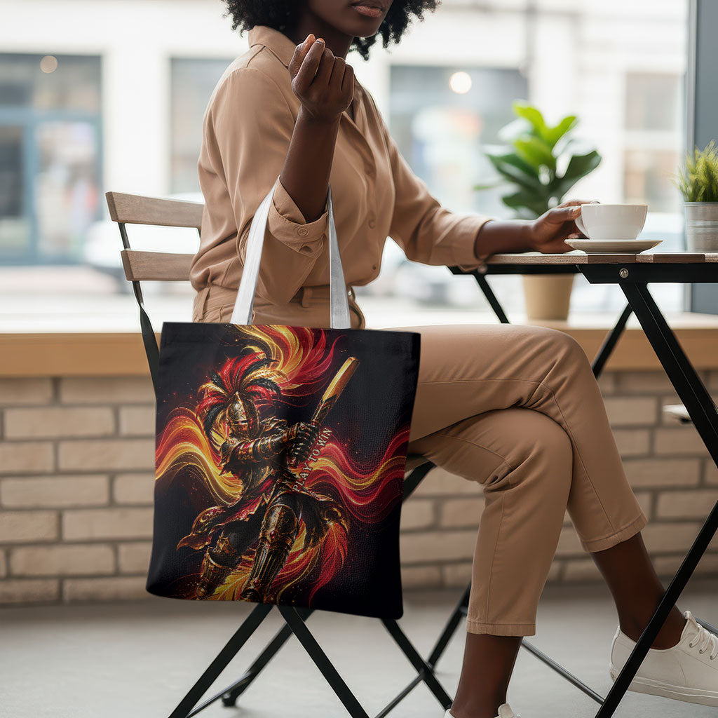 Trinbago Knight Riders Cricket Tote Bag Trinidad and Tobago Fiery Knight Warrior Bat Flame